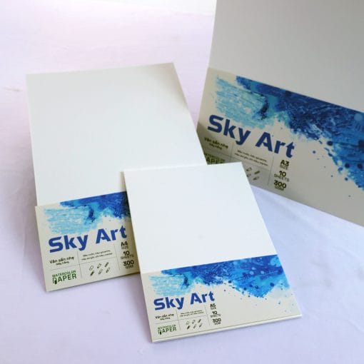 Giấy vẽ màu V-White - Size Giấy A3 A4 A5 - Dày 300gsm - Giấy trắng vân sần nhẹ - PGREEN