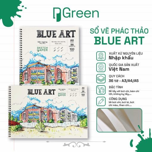 Sổ vẽ chì Blue Art V-White (100gsm)