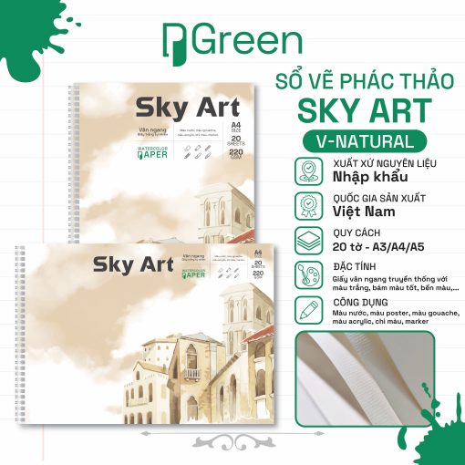 Sổ vẽ Sky Art V- Natural (220gsm)