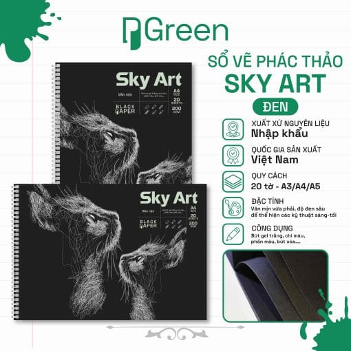 Sổ vẽ Sky Art Đen (200gsm)