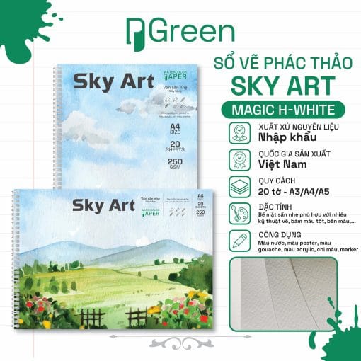 Sổ vẽ Sky Art Magic H White (250gsm)