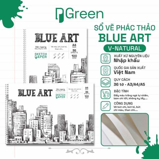 Sổ vẽ chì Blue Art V-Natural (100gsm)